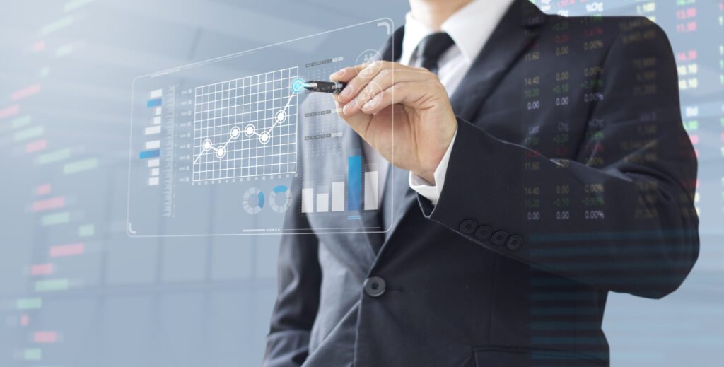 business man show increase market share investment